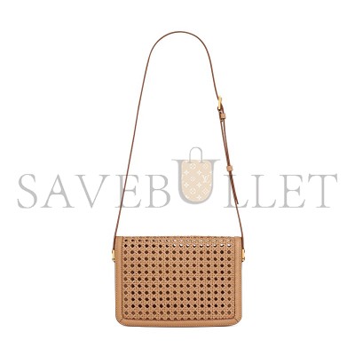 YSL SOLFERINO MEDIUM SATCHEL IN WICKER AND LEATHER 634305 (23*16*6cm)